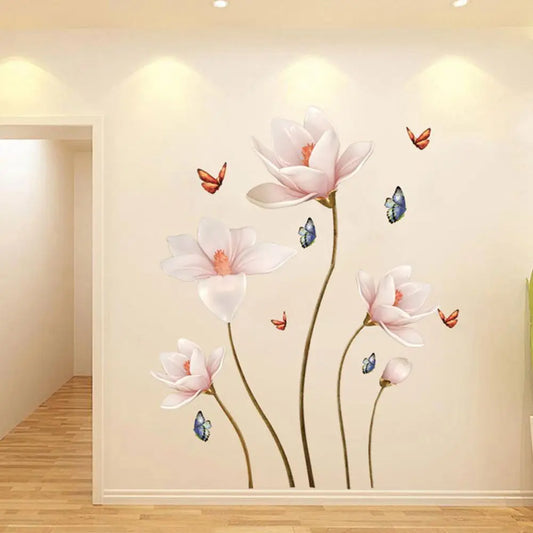 Removable 3D Butterfly Flower Colorful Wall Sticker