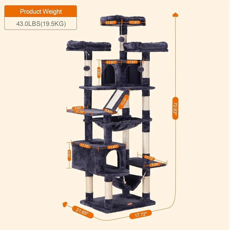 Heybly Cat Tower, 73 inches Tall