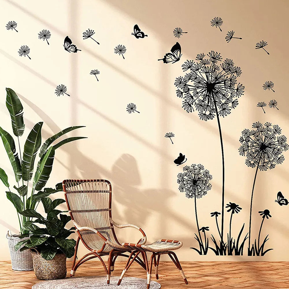 Black Dandelion Wall Stickers