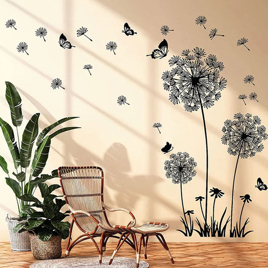 Black Dandelion Wall Stickers