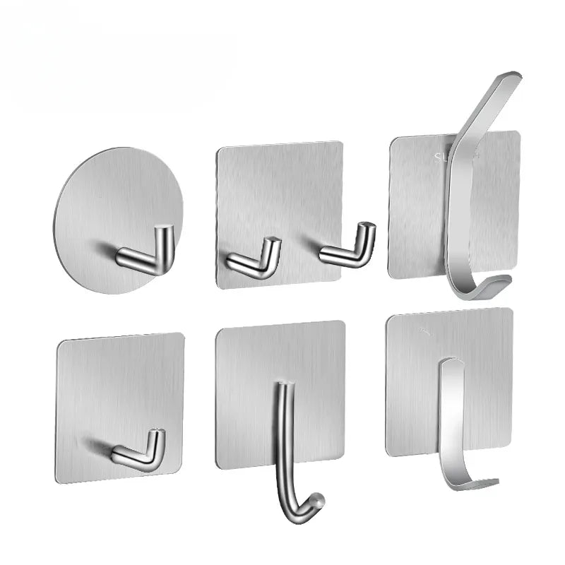 Stainless Steel Double Hook: Hang-Free Punch for Kitchen and Bathroom Storage