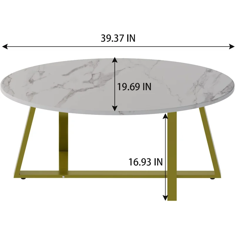 Oval Faux White Marble Coffee Table