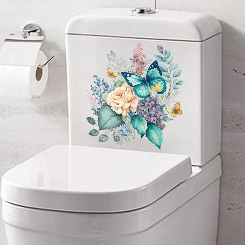 Watercolor Flower Waterproof Toilet Sticker