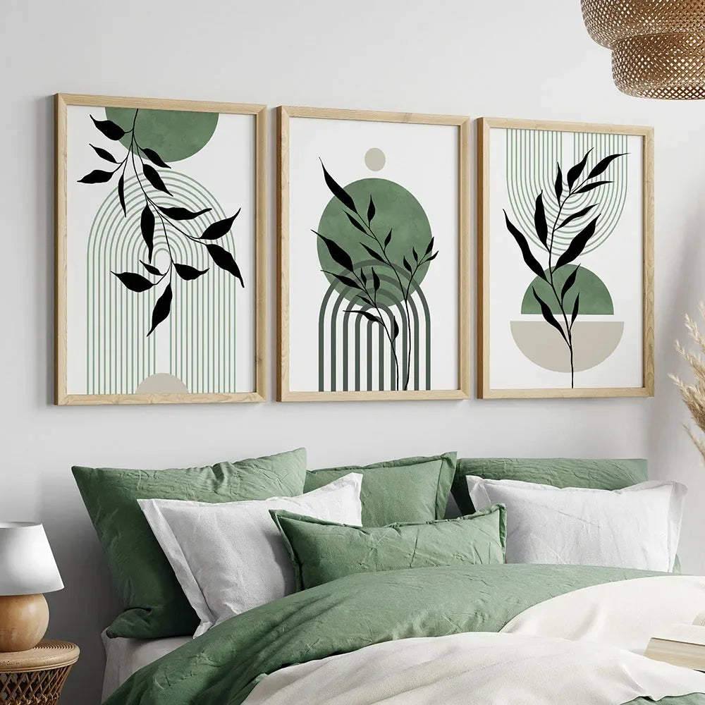 Geometric Minimalist Leaf Abstract Wall Art