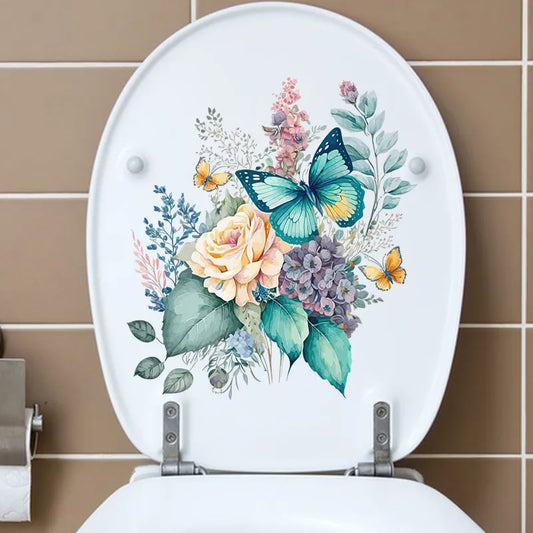 Watercolor Flower Waterproof Toilet Sticker