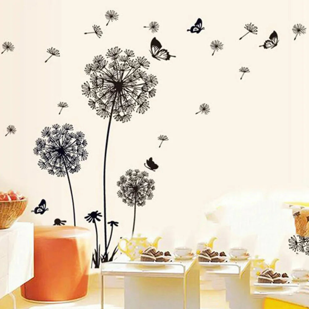 Black Dandelion Wall Stickers