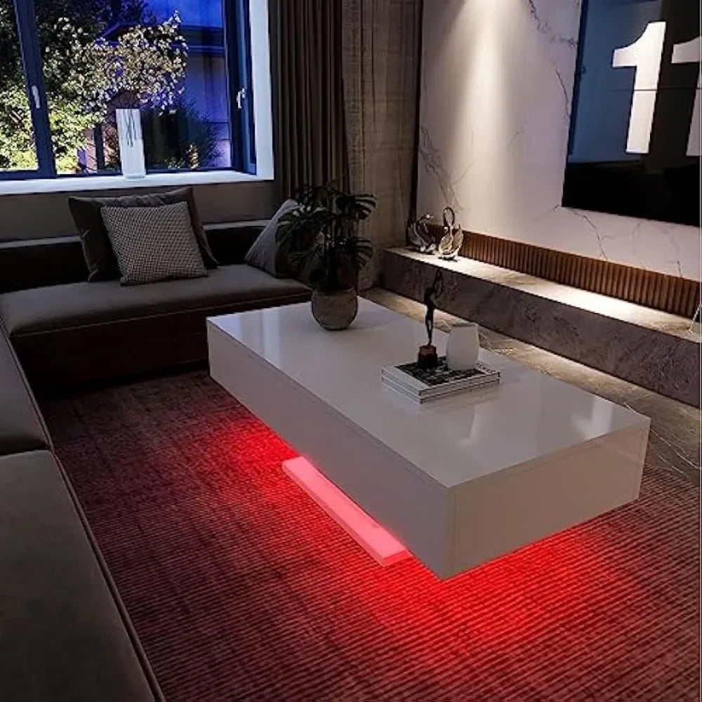 High Gloss Modern Coffee Table With LED Lights