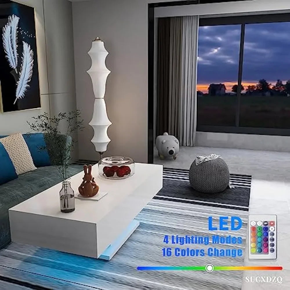 High Gloss Modern Coffee Table With LED Lights