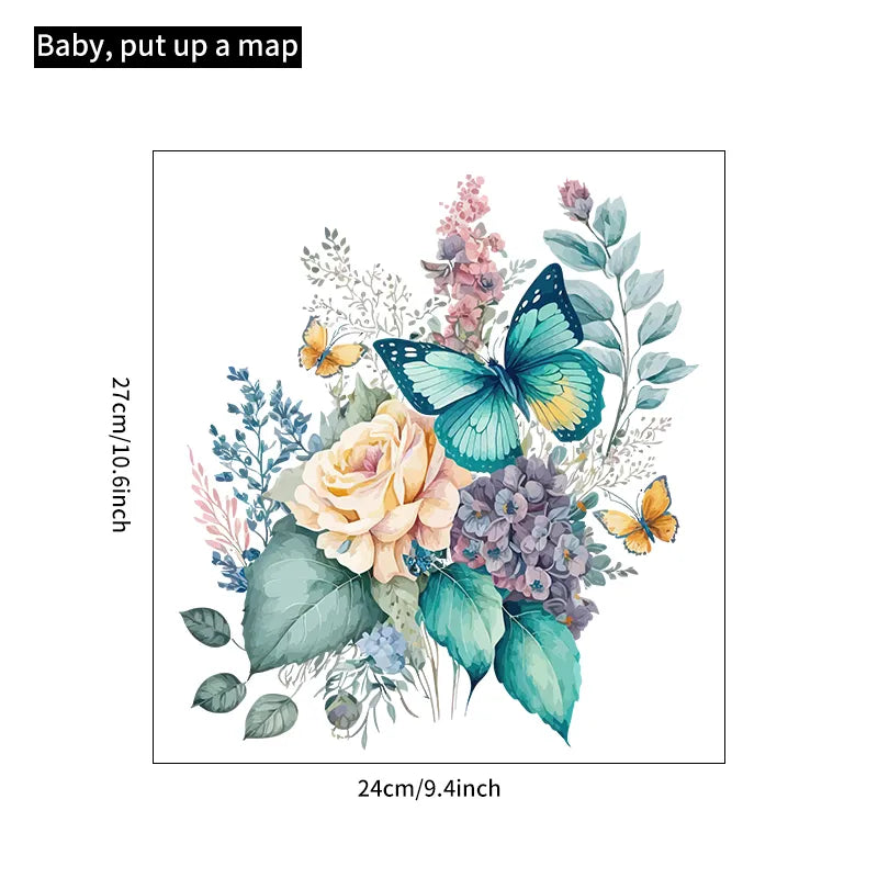 Watercolor Flower Waterproof Toilet Sticker