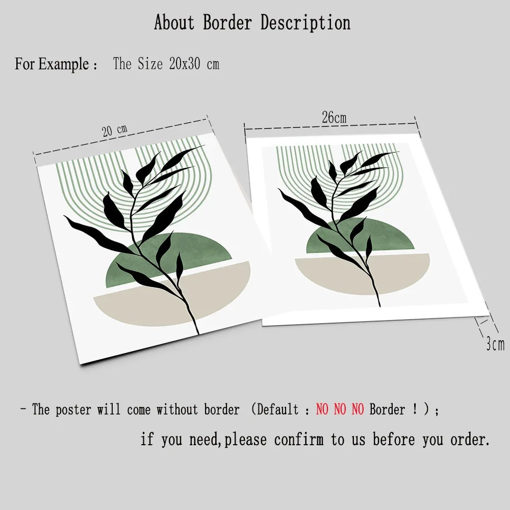 Geometric Minimalist Leaf Abstract Wall Art