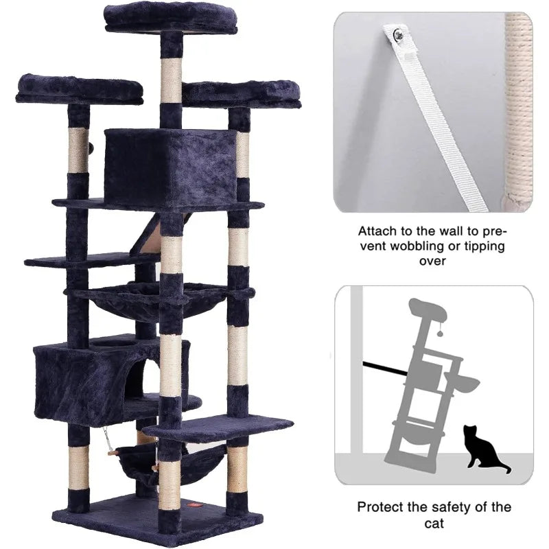 Heybly Cat Tower, 73 inches Tall