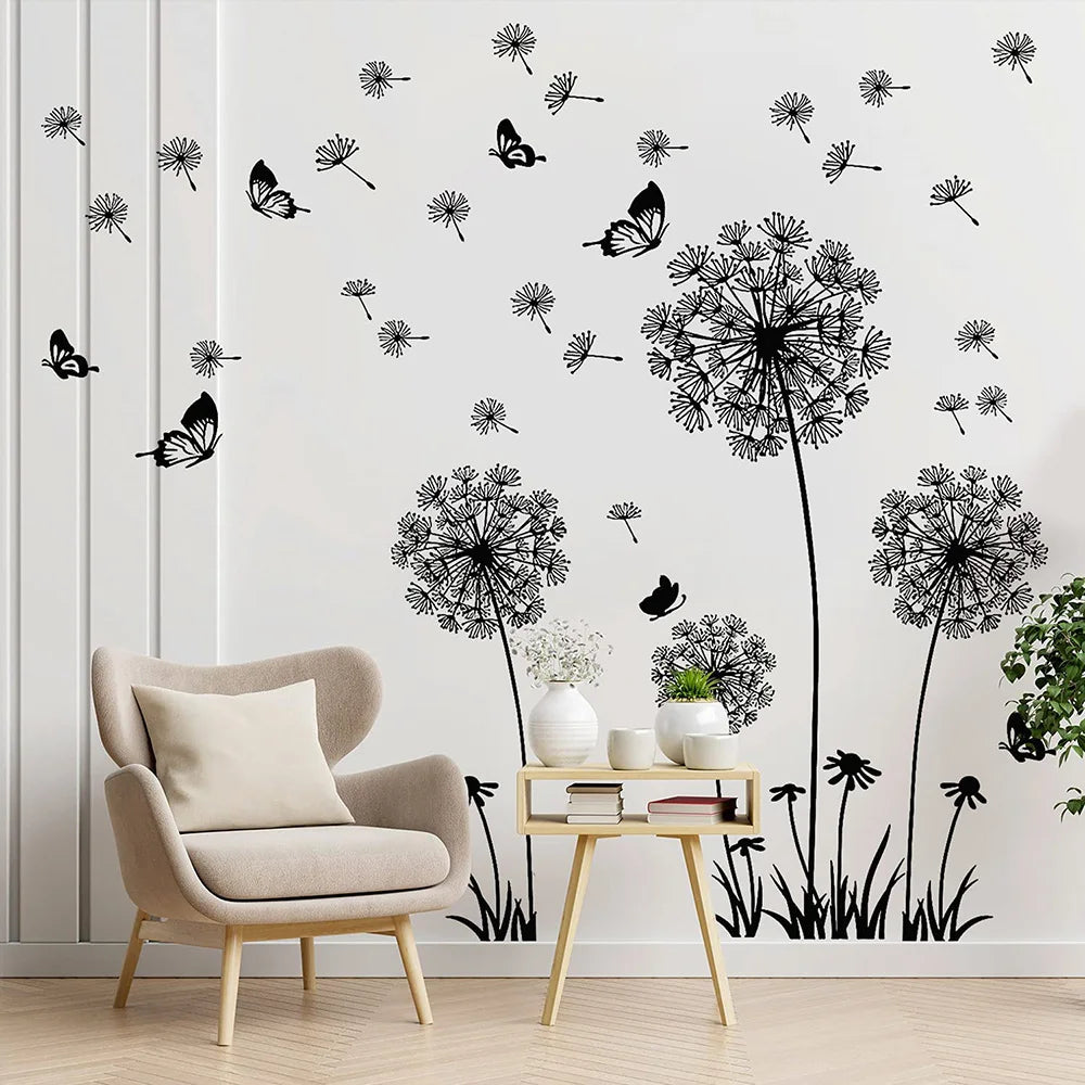 Black Dandelion Wall Stickers