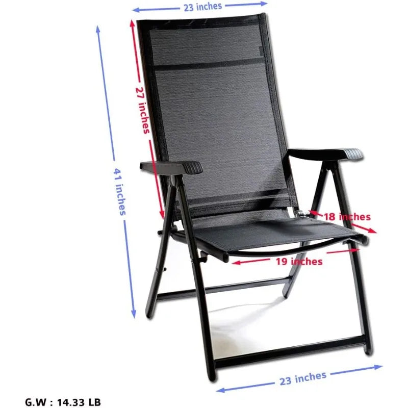 TechCare Heavy Duty Durable Adjustable Reclining Folding Outdoor Chair