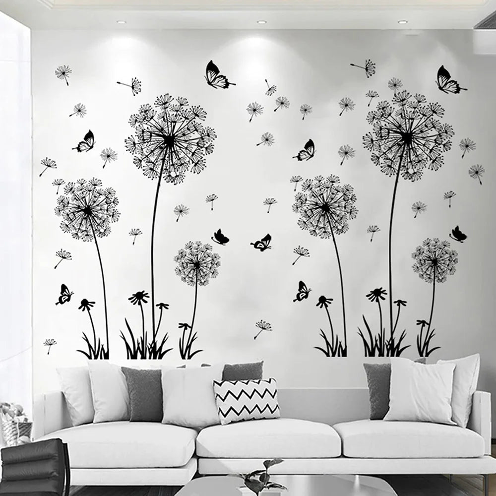 Black Dandelion Wall Stickers