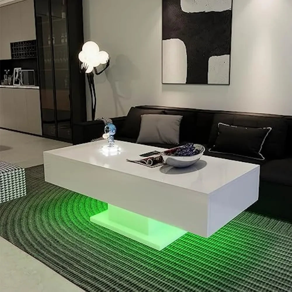 High Gloss Modern Coffee Table With LED Lights