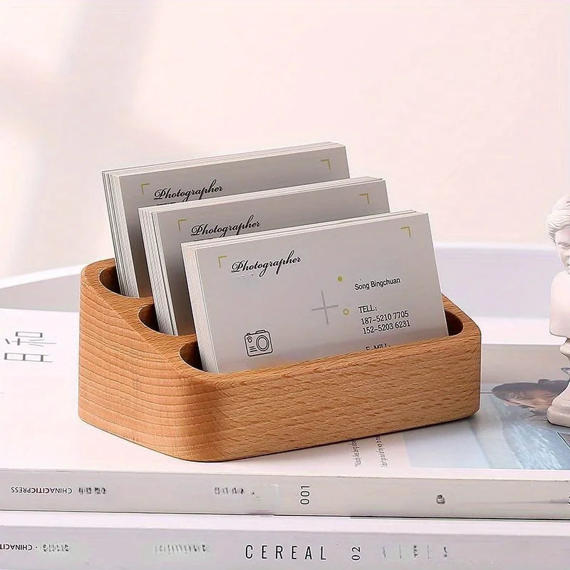 Wood Business Card Memo Holder