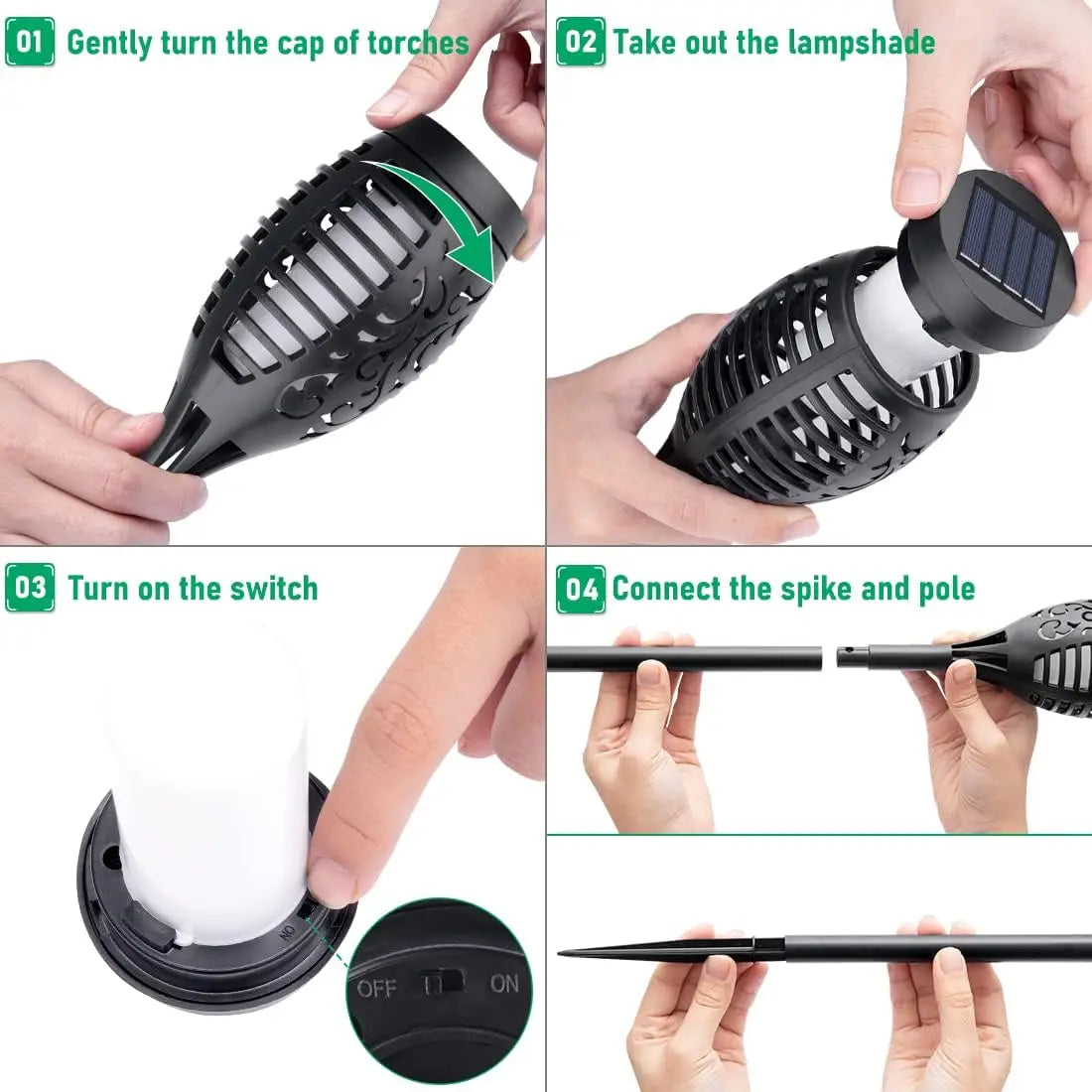 Waterproof Solar Powered Outdoor Torch Lights