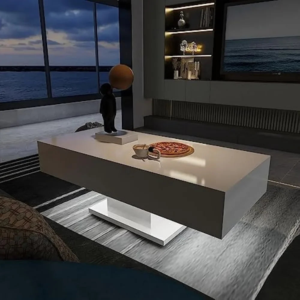 High Gloss Modern Coffee Table With LED Lights