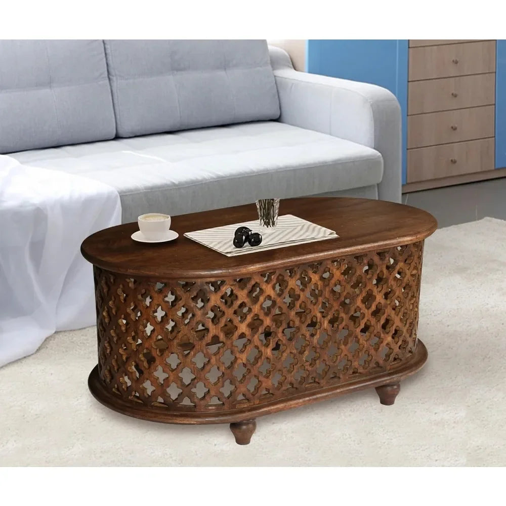 Oval Wooden Coffee Side Table