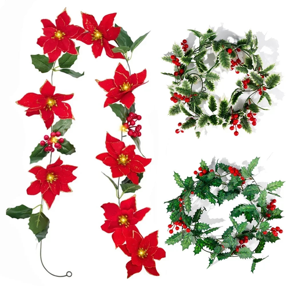 Artificial Leaves Garland With Light String