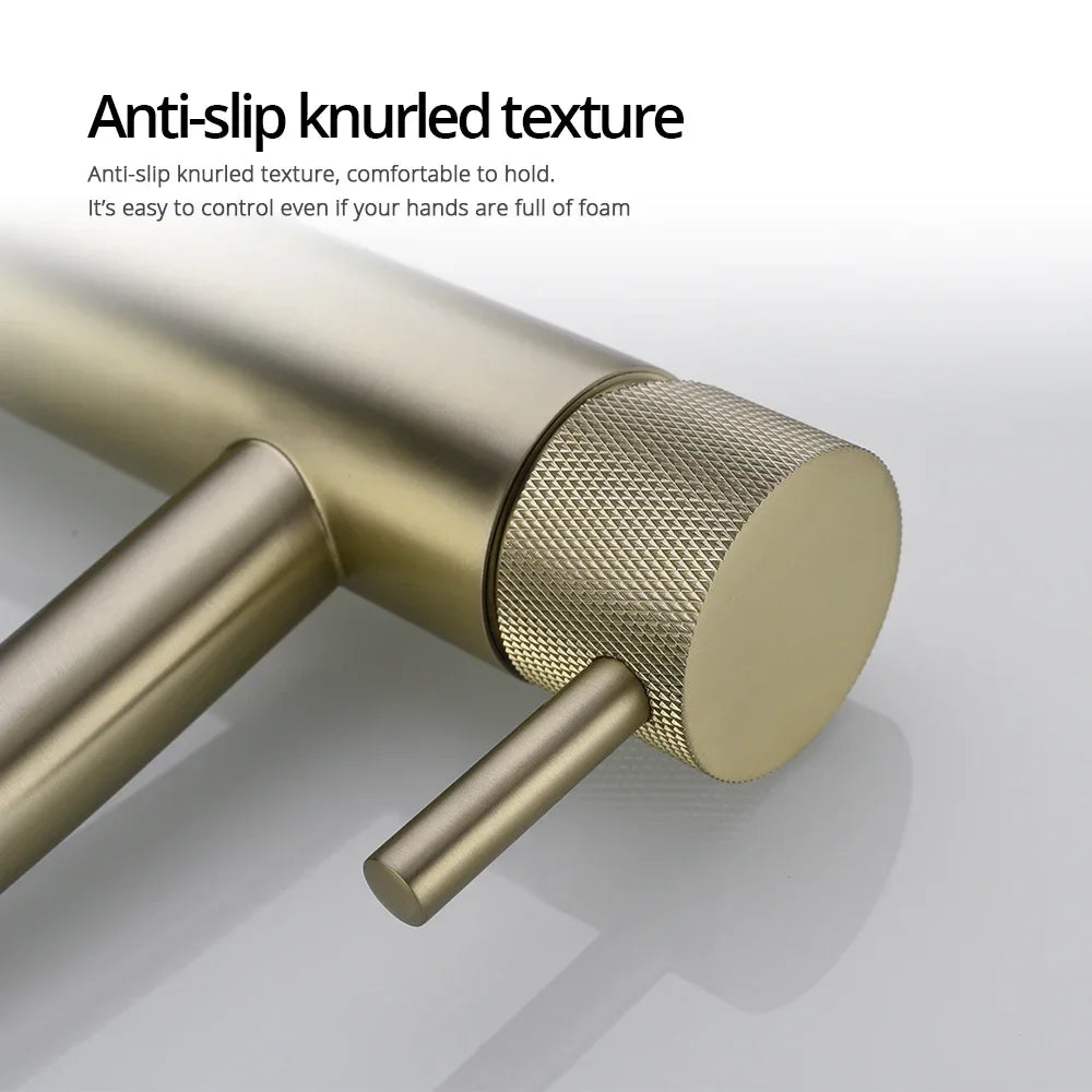 Brushed Gold Basin Faucet