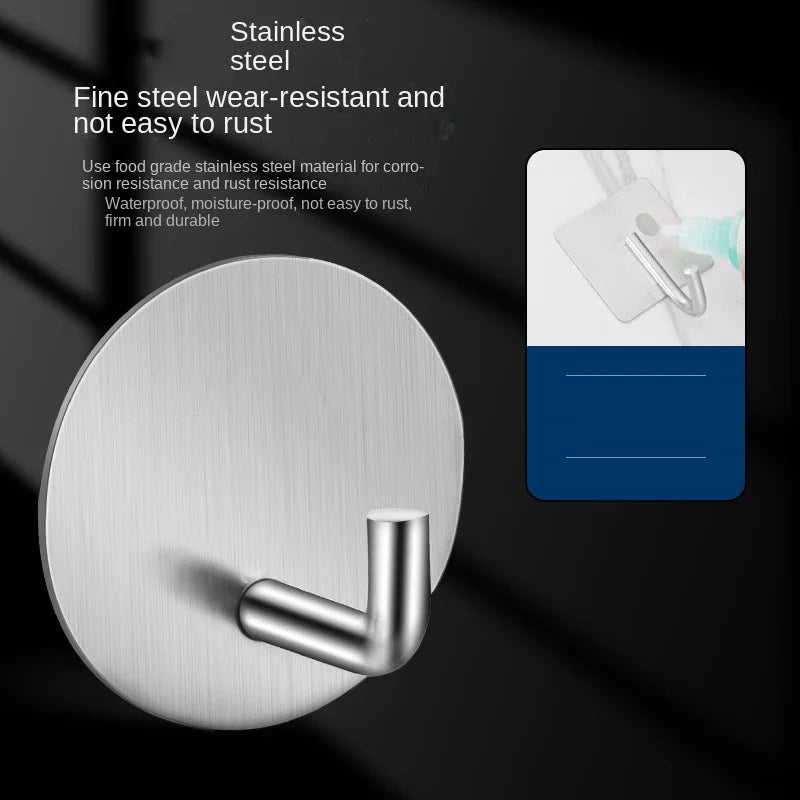 Stainless Steel Double Hook: Hang-Free Punch for Kitchen and Bathroom Storage