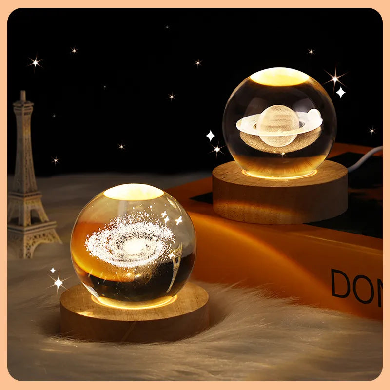 USB LED Night Light, Galaxy Crystal Ball, Table Lamp